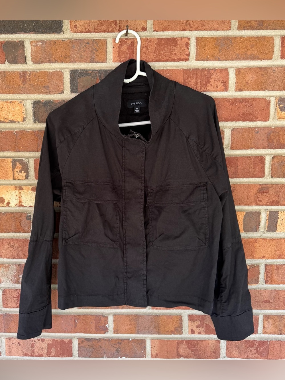 Evereve Linen Camp Utility Jacket in Washed black Size M